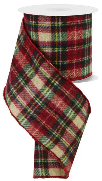 4" x 10yd Fuzzy Woven Plaid Wired Ribbon