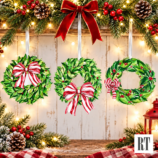 RTC Traditional Tidings PVC Hanging  Wreath Ornaments