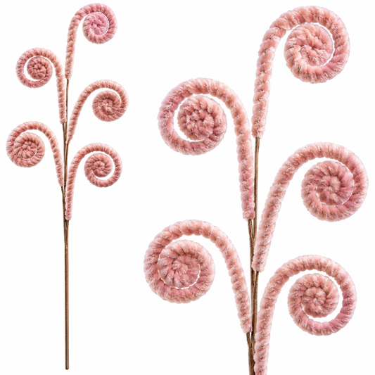 65CM CHENILLE 5 CURL STEM - Pink And White