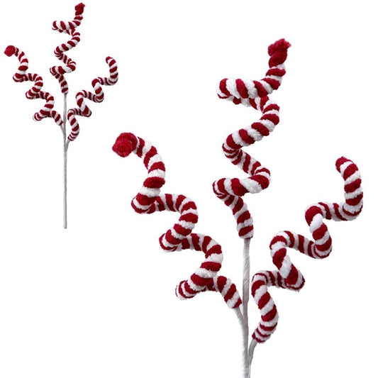 SWIRLY CHENILLE PICK-RED & WHITE
