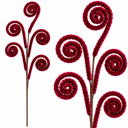 65CM CHENILLE 5 CURL STEM - Dark Red