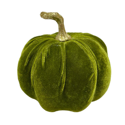 17CM OLIVE GREEN VELVET PUMPKIN