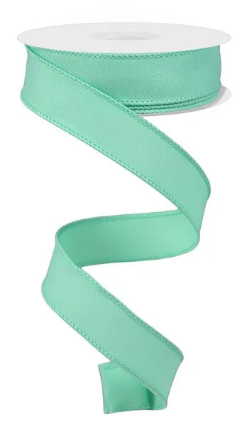 7/8" x 10yd Mint Diagonal Weave Wired Ribbon