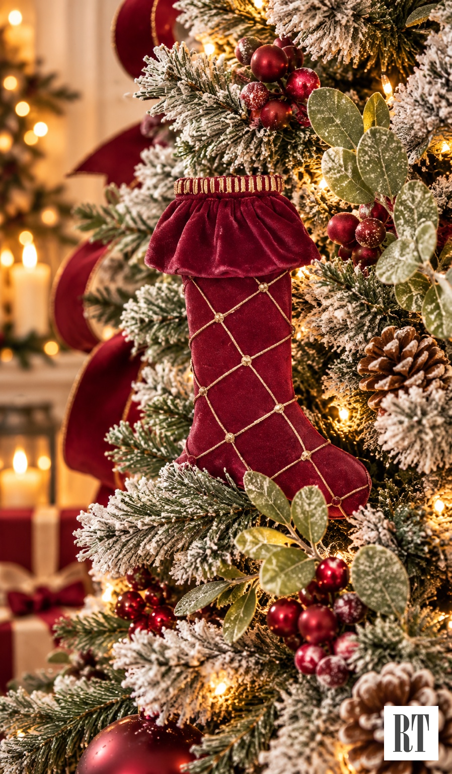 RTC Burgundy Velvet Stocking Ornament