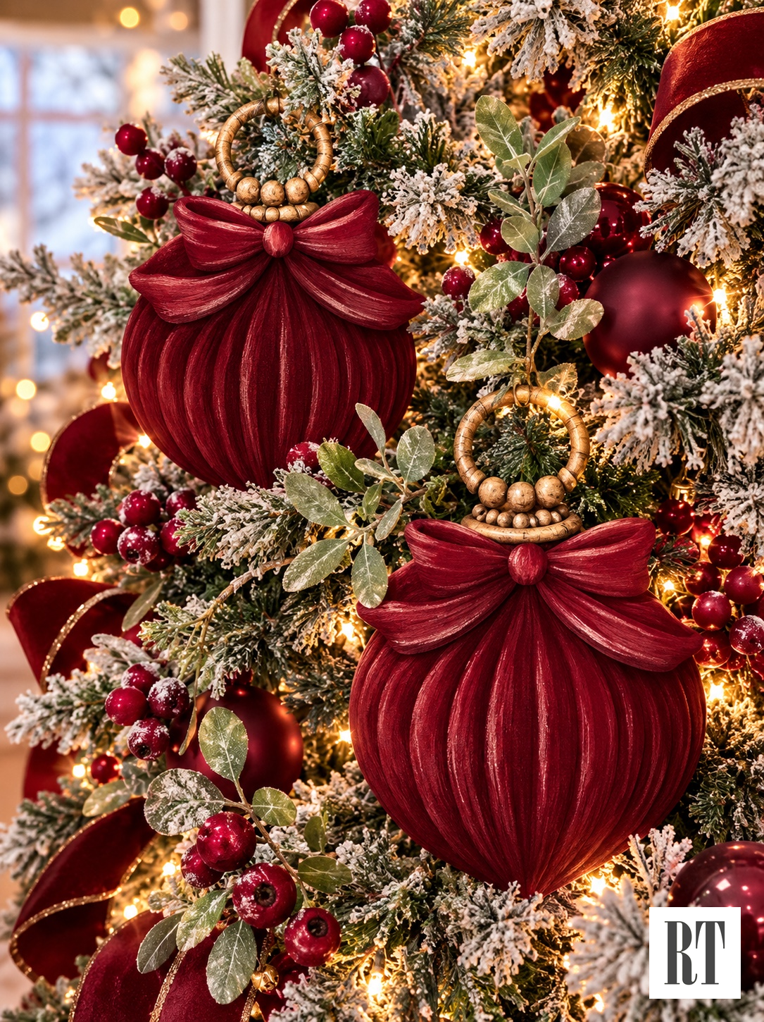 RTC Burgundy Velvet Round Ornament