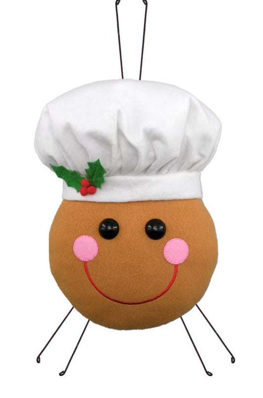 13"H Gingerbread Chef Head Attachment Decor Kit