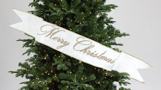 FARRISILK MERRY CHRISTMAS BANNER 4X36IN - WHITE