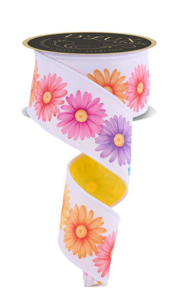 2.5" Deluxe, Designer Multi Daisies Ribbon