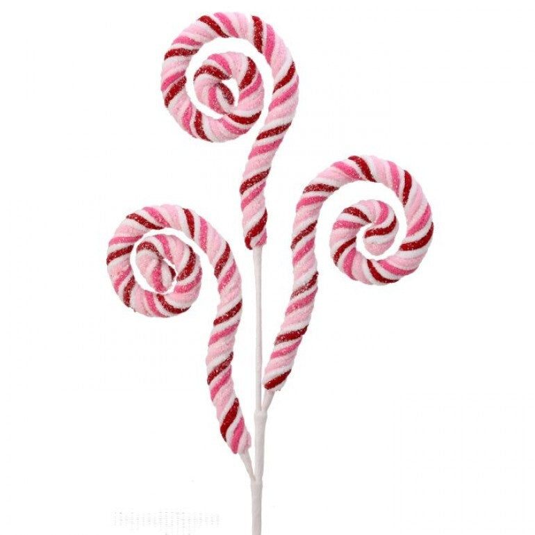 REGENCY 28" CHENILLE GLITTER CURLY Q SPRAY-RED AND PINK