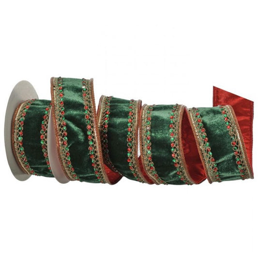 REGENCY 2.5"X5Y JEWEL EDGE VELVET RIBBON