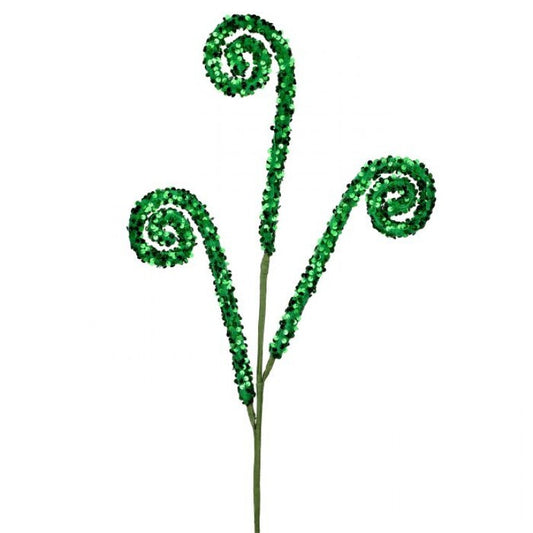 REGENCY 29" GLITTER SCROLL SPRAY-EMERALD GREEN