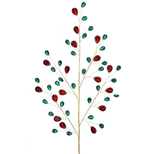 REGENCY 24" METAL JEWEL SPRAY- EMERALD AND RED