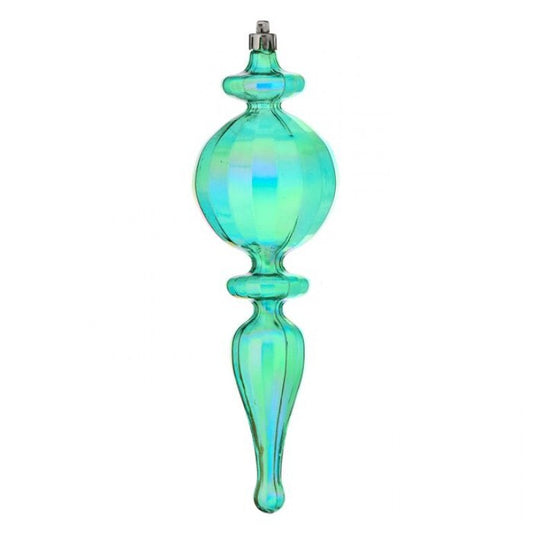 REGENCY 8" PLASTIC IRIDESCENT FINIAL ORNAMENT-BLUE