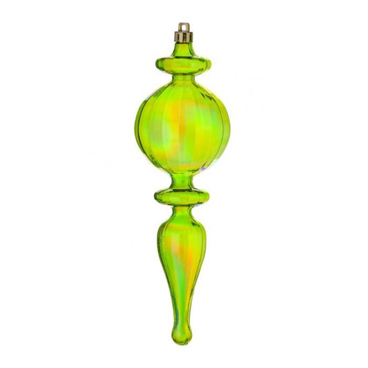 REGENCY 8" PLASTIC IRIDESCENT FINIAL ORNAMENT-GREEN