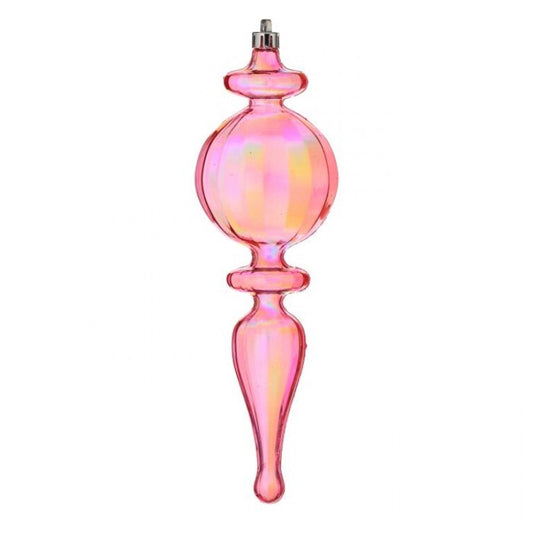 REGENCY 8" PLASTIC IRIDESCENT FINIAL ORNAMENT-PINK