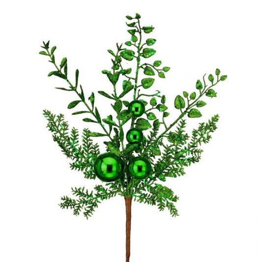 REGENCY 18"GLITTER BALL BERRY SPRAY-GREEN