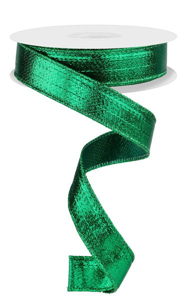7/8" Emerald Green Metallic Ribbon