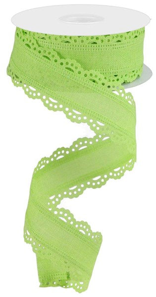 1.5" Bright Green Scalloped Edge