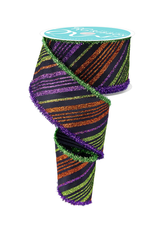 2.5" x 10yd Diagonal Glitter Stripe/Tinsel