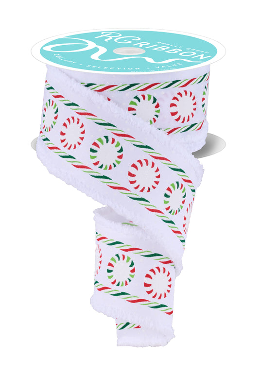 2.5" x 10yd Glitter Peppermint/Drift