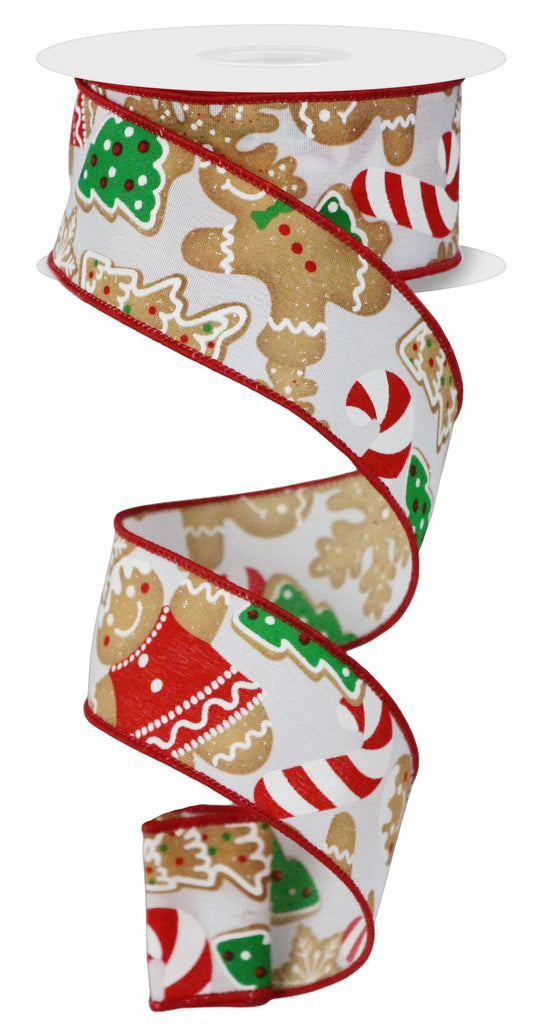 1.5" Gingerbread Cookies Wired Ribbon