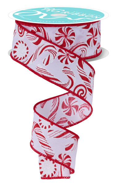 1.5" Red and White Glitter Candy/Candy Cane