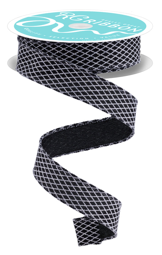 7/8" x 10yd Black & White Mini Harlequin