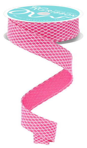 7/8" Fuchsia Pink & White Mini Harlequin