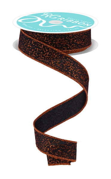 7/8" Black & Orange Irregular Spotted Glitter