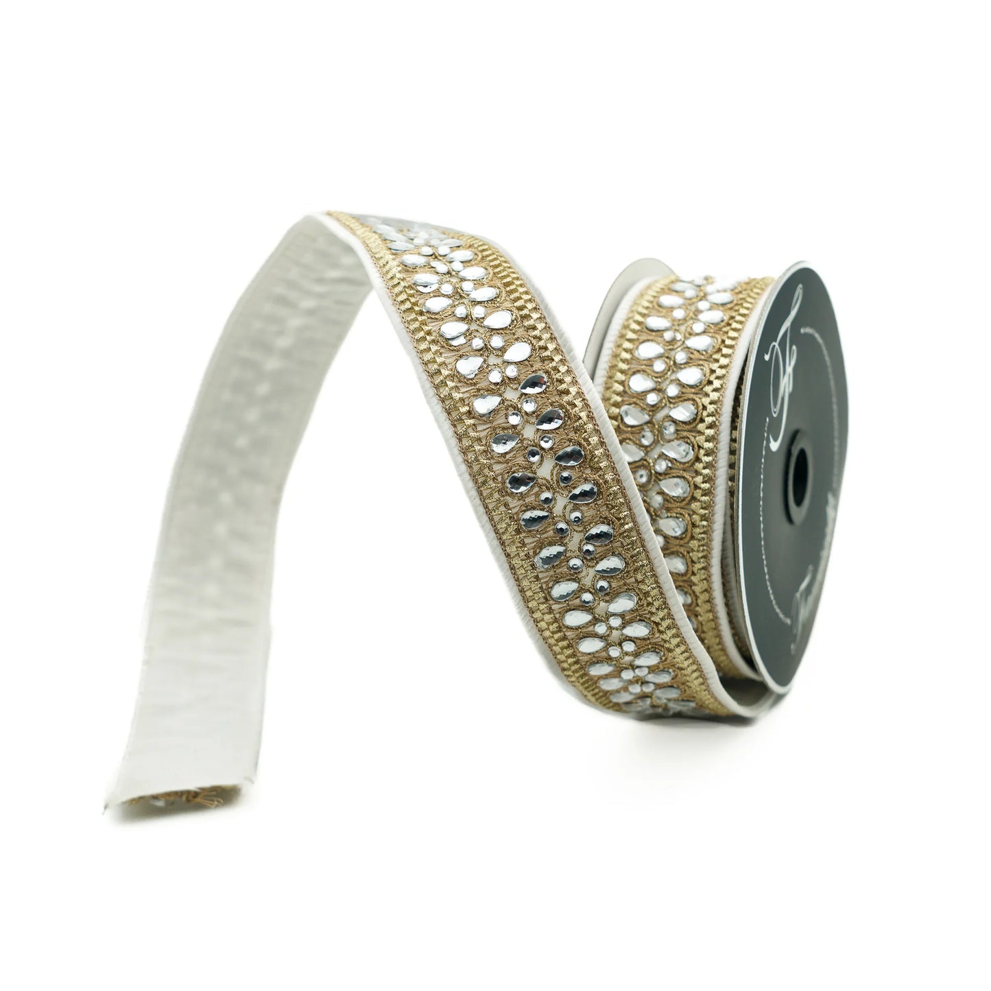 FARRISILK 1.5"X5YD KING EDWARD IVORY WIRED RIBBON