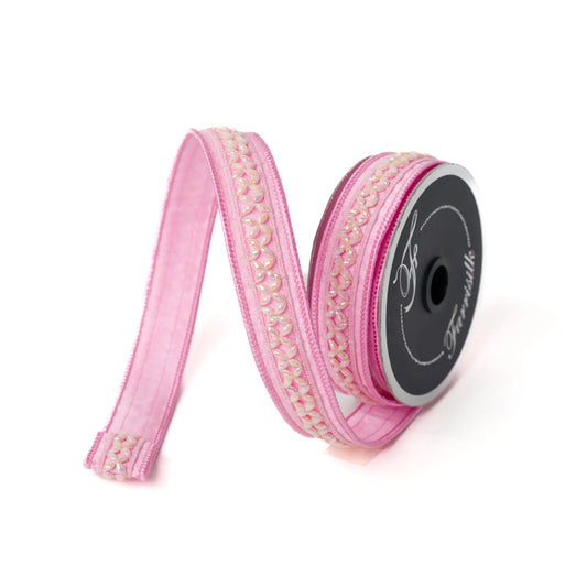1" Farrisilk OPALESCENT Jewel Pink Wired Ribbon