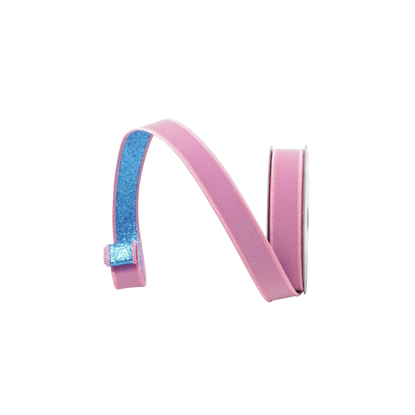 FARRISILK FUSION  1"X10YD WIRED RIBBON -  LIGHT PINK & BLUE