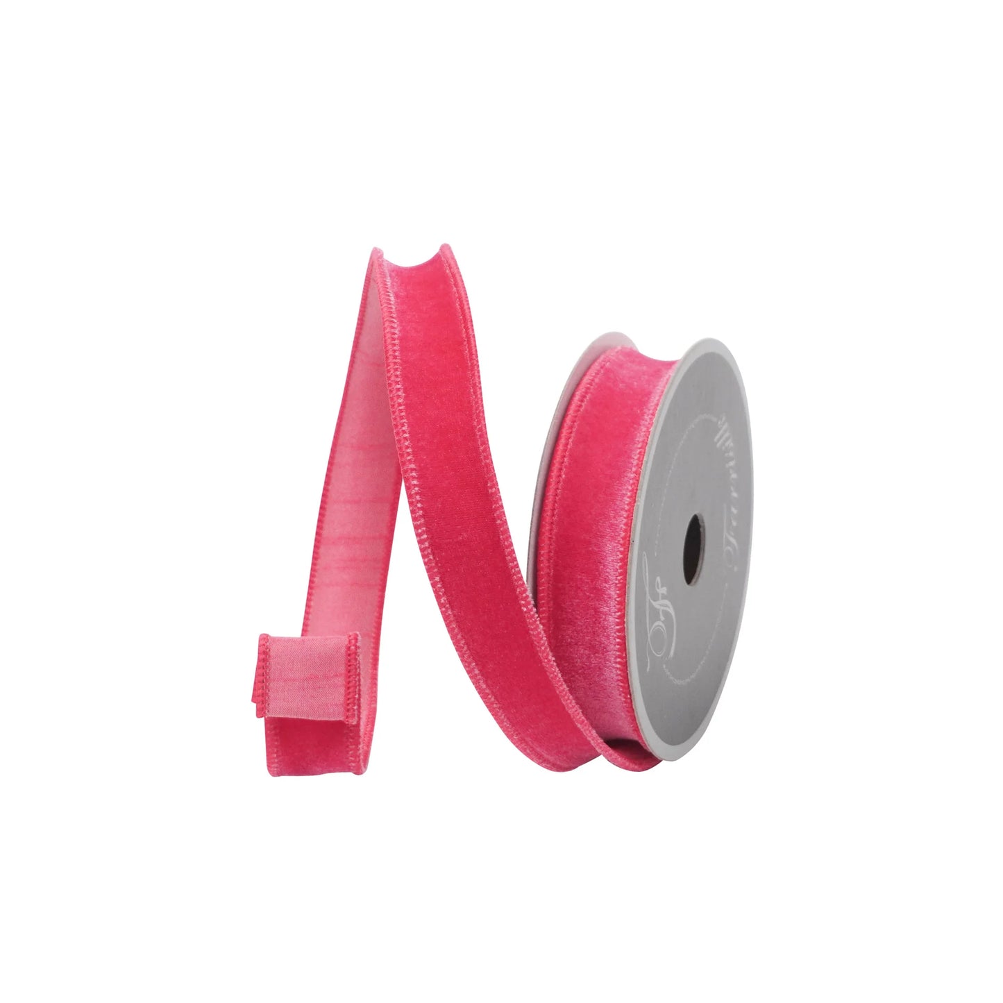 1" Farrisilk Velveteen-Bubblegum Pink Wired Ribbon
