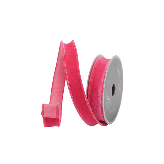 1" Farrisilk Velveteen-Bubblegum Pink Wired Ribbon