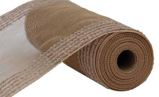 10.25" x 10yd Drift/Pp Wide Border Natutal/Tan Mesh