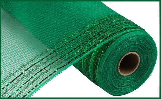 10.25" x 10yd Tinsel/Foil Wide Border  Emerald Green Mesh