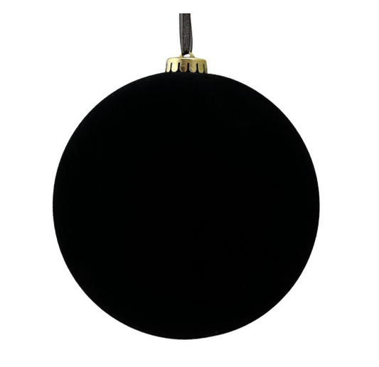 15CM PLAIN FLOCKED BAUBLE BLACK