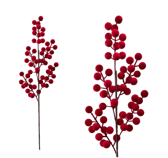 57CM Flocked Berry picks in Red velvet