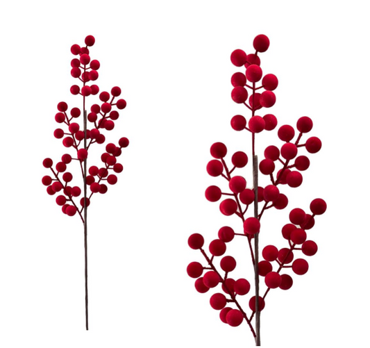 57CM Flocked Berry picks in Red velvet
