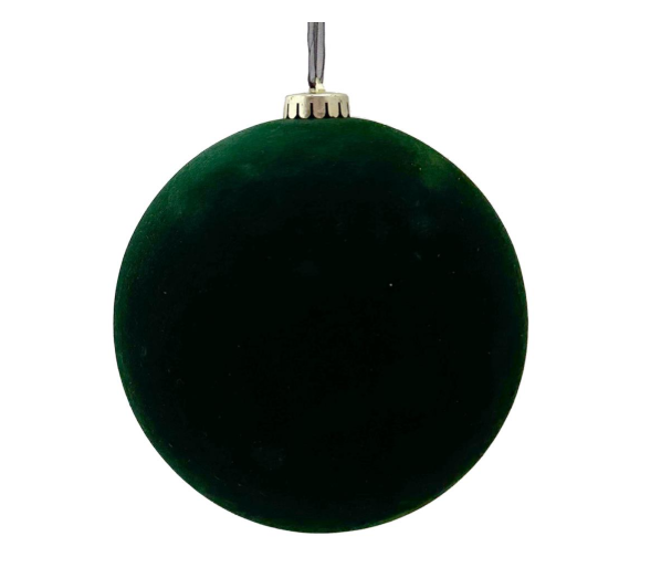 15CM PLAIN FLOCKED BAUBLE Dark Green