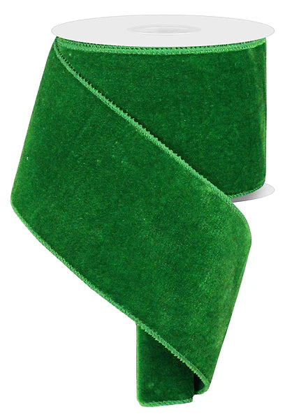 4" x 10yd Luxury Velvet/Satin Backing - Emerald Wired Ribbon