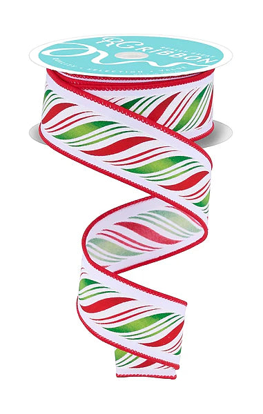 1.5" x 10yd Peppermint Twist Wired Ribbon
