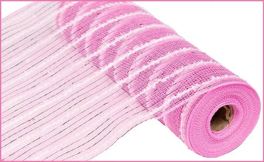 10.25" x 10yd Metallic Drift Mesh- Pink and White