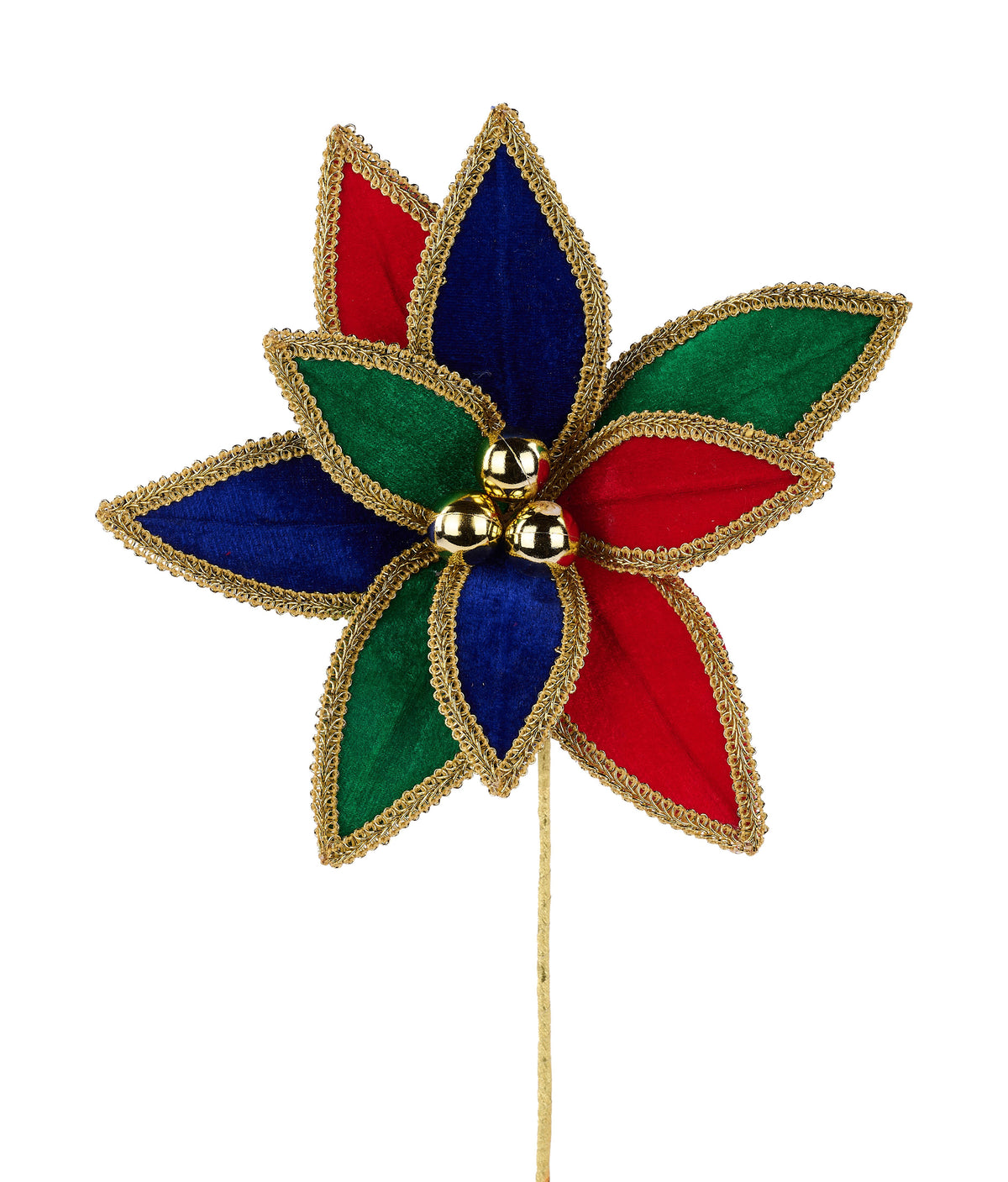 14"L VELVET POINSETTIA PICK W/LACE EDGE
