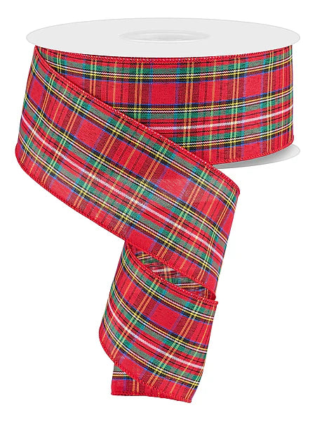 2.5" x 50yd Woven Plaid Red, Green, Yellow