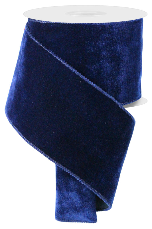 4" x 10yd Luxury  Navy Blue Velvet/Satin Backing Wired Ribbon