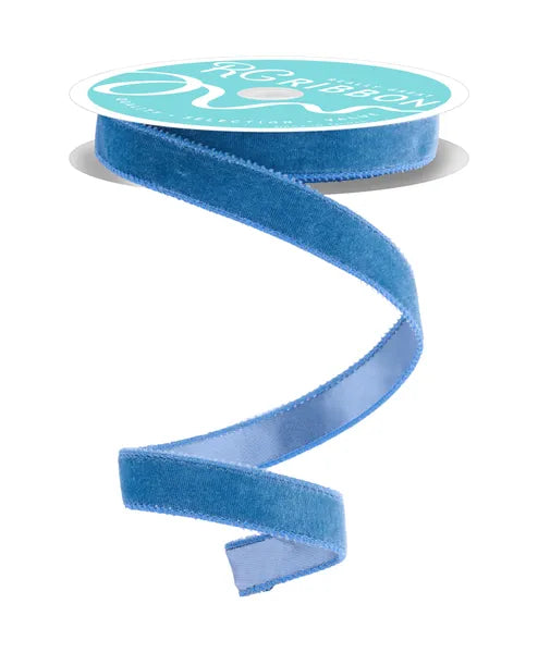 7/8" x 10yd Smoke Blue Luxury Velvet/Satin Backed Wired Ribbon