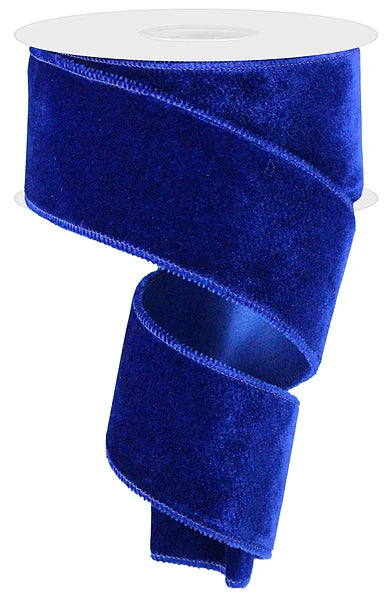 2.5" x 10yd Luxury Velvet/Satin Backing - Royal Blue Wired Ribbon