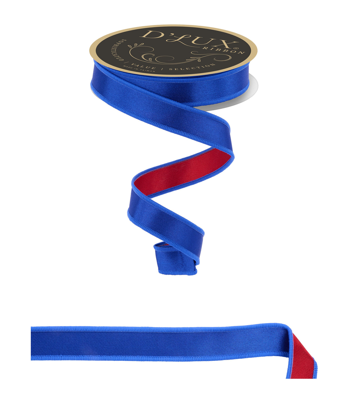 7/8"X10YD  D'LUX SATIN FUSED ROYAL BLUE/RED