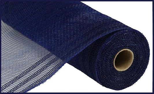 10.25" x 10yd Faux Jute/Border Stripe Navy Mesh